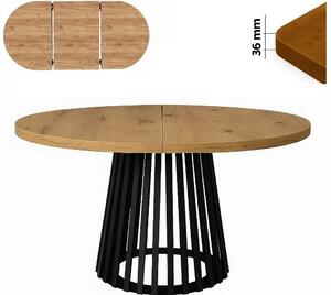 Stół 120/170 cm okrągły rozkładany, blat 3,6 cm, podstawa Metalowa „ Lamele ” I ArtDHome