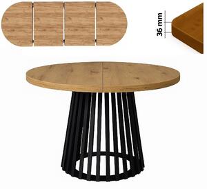 Stół 100/200 cm okrągły rozkładany, blat 3,6 cm, podstawa Metalowa „ Lamele ” I ArtDHome