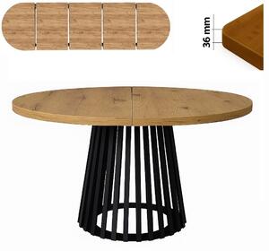 Stół 120/270 cm okrągły rozkładany, blat 3,6 cm, podstawa Metalowa „ Lamele ” I ArtDHome