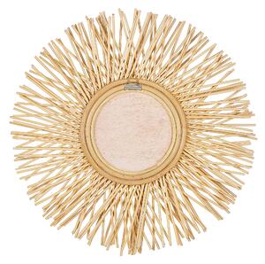 Okrągłe lustro wiszące ścienne ø 60 cm rattanowa rama warkocz naturalne Kalasin Beliani