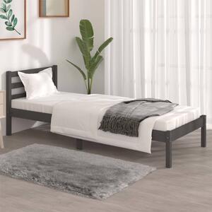 Rama łóżka, lite drewno sosnowe, 75x190 cm, szara, pojedyncza