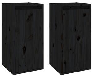 Szafki ścienne, 2 szt., czarne, 30x30x60 cm, drewno sosnowe