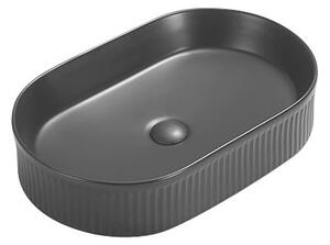 Mexen Grovo umywalka nablatowa ryflowana 57 x 36 cm, czarna mat - 22305785