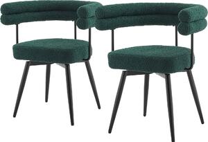 ML-Design Krzesa do jadalni obrotowe, zestaw 2 sztuki, ciemnozielone, ergonomiczne krzeso do salonu z podokietnikami i oparciem, obrotowe o 360°, z metalowymi nogami