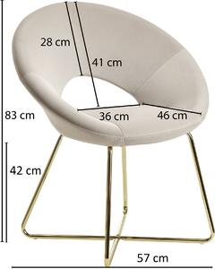 FineBuy Krzeso do jadalni z beowego aksamitu Krzeso kuchenne ze zotymi nogami Krzeso z siedziskiem z tkaniny / metalowe Krzeso tapicerowane Krzeso do jadalni Tapicerowane