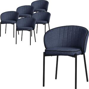 ML-Design krzesa do jadalni zestaw 6 ciemnoniebieskich krzese kuchennych z obiciem z tkaniny metalowe nogi oparcie krzesa do salonu tapicerowane krzesa do jadalni i kuchni