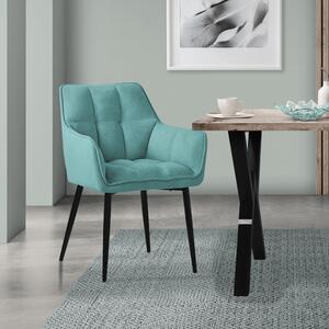 Krzeso do jadalni ML-Design z tkaniny frotte w kolorze benzynowym, z grubym tapicerowanym siedziskiem