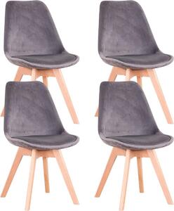 Krzesa do jadalni Happyment Samt – szare – krzesa typu bucket – zestaw 4 sztuk – krzesa do salonu i kuchni – nowoczesne i eleganckie – wysoko siedziska 43 cm – krzesa tapicerowane