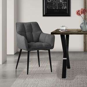 Krzeso do jadalni ML-Design z tkaniny frotte, ciemnoszare, z grubym tapicerowanym siedziskiem
