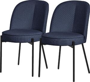 ML-Design krzesa do jadalni zestaw 2 granatowych krzese kuchennych z poliestru z metalowymi nogami krzeso do salonu z oparciem tapicerowane krzesa do jadalni