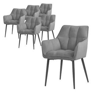 Krzeso do jadalni ML-Design 6x frotte, ciemnoszare, z grubym tapicerowanym siedziskiem