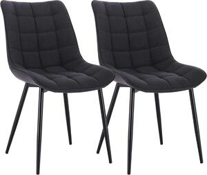 Luksusowe krzesa do jadalni Happyment – ciemnoszare – krzesa z podokietnikami – zestaw 2 sztuki – krzesa do salonu i kuchni – nowoczesne i eleganckie – wysoko siedziska 47 cm