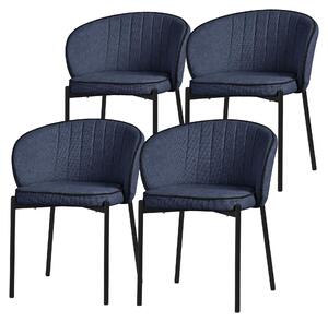 ML-Design krzesa do jadalni zestaw 4 ciemnoniebieskich krzese kuchennych z obiciem z tkaniny metalowe nogi oparcie krzesa do salonu tapicerowane krzesa do jadalni i kuchni