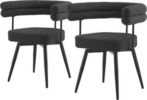 ML-Design Krzesa do jadalni obrotowe, zestaw 2 sztuki, ciemnoszare, ergonomiczne krzeso do salonu z podokietnikami i oparciem, obrotowe o 360°, z metalowymi nogami