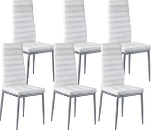 VEVOR nowoczesne krzeso do jadalni (6 szt.) eleganckie tapicerowane skórzane krzeso boczne (nono 136 kg) do stoów jadalnych, oszczdzajce miejsce krzeso do stou kuchennego z grubymi poduszkami i metalowymi nogami, biaa kawiarnia