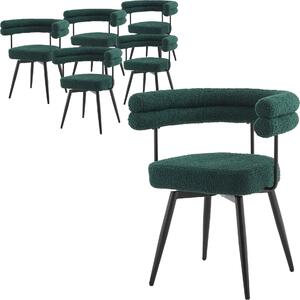 ML-Design Krzesa do jadalni obrotowe, zestaw 6 sztuk, ciemnozielone, ergonomiczne krzeso do salonu z podokietnikami i oparciem, obrotowe o 360°, z metalowymi nogami