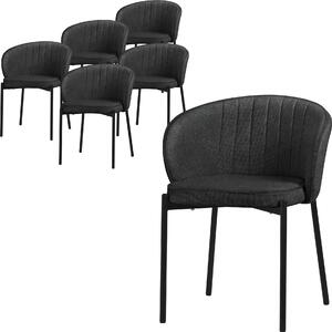 ML-Design zestaw 6 krzese do jadalni antracytowe krzesa kuchenne z obiciem z tkaniny metalowe nogi oparcie krzesa do salonu tapicerowane krzesa do jadalni i kuchni