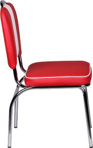 FineBuy Krzeso do jadalni American Diner, czerwone, styl retro z lat 50., z oparciem, wysoko siedziska 47 cm