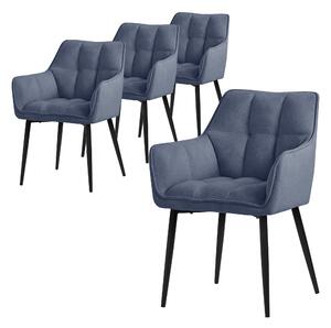 Krzeso do jadalni ML-Design 4x w tkaninie rcznikowej, niebieskie, z grubym tapicerowanym siedziskiem