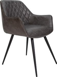 Krzesa do jadalni Happyment Gerio – antracyt – sztuczna skóra – metalowe nogi – 1 sztuka – wysoko siedziska 49 cm