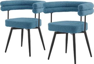 ML-Design Krzesa do jadalni obrotowe, zestaw 2 sztuki w kolorze niebieskim Ergonomiczne krzeso do salonu z podokietnikami i oparciem, obrotowe o 360°, z metalowymi nogami