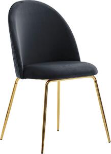 FineBuy Design – zestaw 2 krzese do jadalni z czarnego aksamitu z pikowaniem, nowoczesne krzesa kuchenne, krzesa do jadalni ze zotymi nogami, wygodne krzesa kuchenne z tapicerk