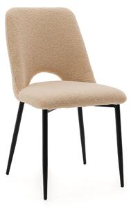 NEW HOME Krzeso glamour ORO tapicerowane krzeso do jadalni do salonu - ciemnobeowe - nowoczesne meble boucle teddy
