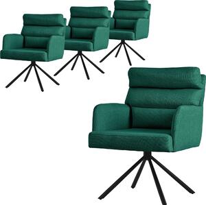 ML-Design krzesa do jadalni obrotowe zestaw 4 ciemnozielonych krzese do salonu z podokietnikiem i oparciem metalowe nogi krzeso obrotowe krzeso do pozycji samochodu