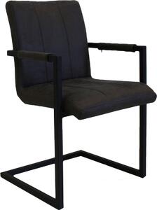 Krzesa do jadalni – czarne – mikrofibra – metalowe nogi – styl industrialny – wysoko siedziska 46 cm – pojedyncze krzeso – 1 sztuka