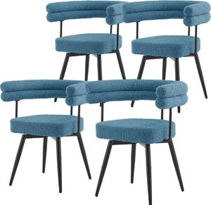 ML-Design Krzesa do jadalni obrotowe, zestaw 4 sztuki w kolorze niebieskim Ergonomiczne krzeso do salonu z podokietnikami i oparciem, obrotowe o 360°, z metalowymi nogami