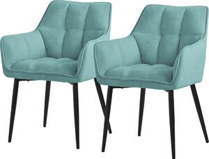 ML-Design 2x krzeso do jadalni z tkaniny frotte, benzyna, z grubym tapicerowanym siedziskiem