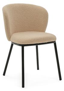 NEW HOME Krzeso glamour BARI tapicerowane krzeso do jadalni do salonu - ciemnobeowe - nowoczesne meble boucle teddy