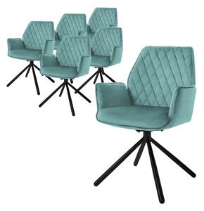 ML-Design 6x krzeso do jadalni z podokietnikiem i oparciem, szawiowe, wykonane z aksamitu, obrotowe
