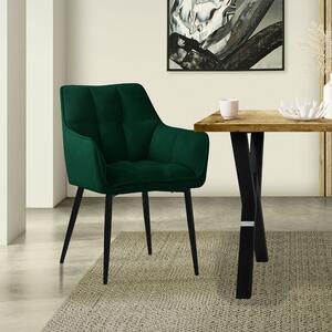 Krzeso do jadalni ML-Design z tkaniny rcznikowej, ciemnozielone, z grubym tapicerowanym siedziskiem