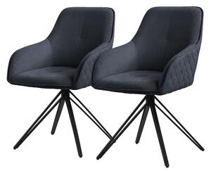 Obrotowe krzeso do jadalni ML-Design 2x, antracytowe, wykonane z tkaniny z metalowymi nogami