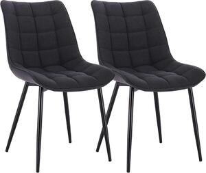 Zestaw 2 krzese do jadalni, ciemnoszary len – z podokietnikami – krzeso do jadalni i kuchni – krzeso do salonu – wygodne krzeso z siedziskiem w ksztacie kubeka – nowoczesny design
