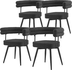 ML-Design Krzesa do jadalni obrotowe, zestaw 4 sztuki, ciemnoszare, ergonomiczne krzeso do salonu z podokietnikami i oparciem, obrotowe o 360°, z metalowymi nogami