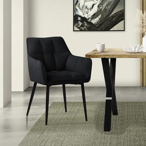 Krzeso do jadalni ML-Design z tkaniny rcznikowej, czarne, z grubym tapicerowanym siedziskiem