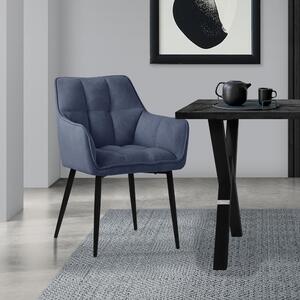 Krzeso do jadalni ML-Design z tkaniny rcznikowej, niebieskie, z grubym tapicerowanym siedziskiem