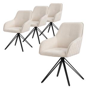 Obrotowe krzeso do jadalni ML-Design 4x, kremowe, wykonane z tkaniny z metalowymi nogami