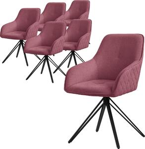 Obrotowe krzeso do jadalni ML-Design 6x, antyczny ró, wykonane z tkaniny z metalowymi nogami