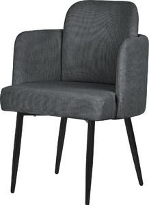 Krzeso do jadalni ML-Design w kolorze antracytowym Krzeso kuchenne z podokietnikiem i oparciem o wygldzie rattanu Krzeso tapicerowane Metalowe nogi Ergonomiczne krzeso do salonu