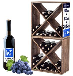 Regał na wino Loreo X drewniany ciemny brąz 2szt