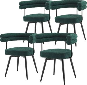 ML-Design Krzesa do jadalni obrotowe, zestaw 4 sztuki, ciemnozielone, ergonomiczne krzeso do salonu z podokietnikami i oparciem, obrotowe o 360°, z metalowymi nogami