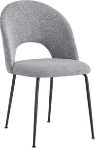 Szare tapicerowane krzeso Megan - nowoczesne krzeso do jadalni w skandynawskim stylu loft z metalowymi nogami, ergonomiczne i wygodne