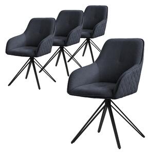 Obrotowe krzeso do jadalni ML-Design 4x, antracytowe, wykonane z tkaniny z metalowymi nogami