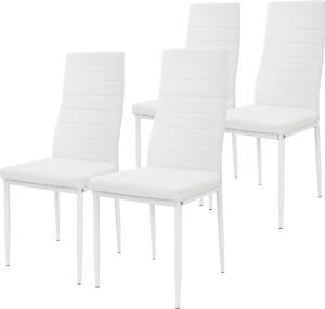 ML-Design zestaw 4 krzese do jadalni, obicie z imitacji skóry, biae, krzesa kuchenne z oparciem, tapicerowane krzeso z metalowymi nogami, krzeso do jadalni, krzeso do salonu