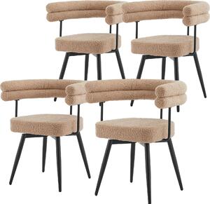 ML-Design Krzesa do jadalni obrotowe, zestaw 4 sztuki w kolorze brzowym Ergonomiczne krzeso do salonu z podokietnikami i oparciem, obrotowe o 360°, z metalowymi nogami