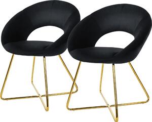 ML-Design 2x krzeso do jadalni z okrgym oparciem, czarne, wykonane z aksamitnej metalowej ramy
