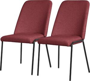 ML-Design krzesa do jadalni zestaw 2 czerwonych krzese kuchennych z poliestru z metalowymi nogami krzeso do salonu z oparciem tapicerowane krzesa do jadalni kuchni